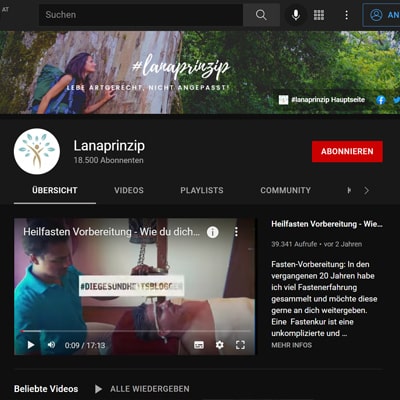 Screenshot vom Lanaprinzip YouTube Kanal